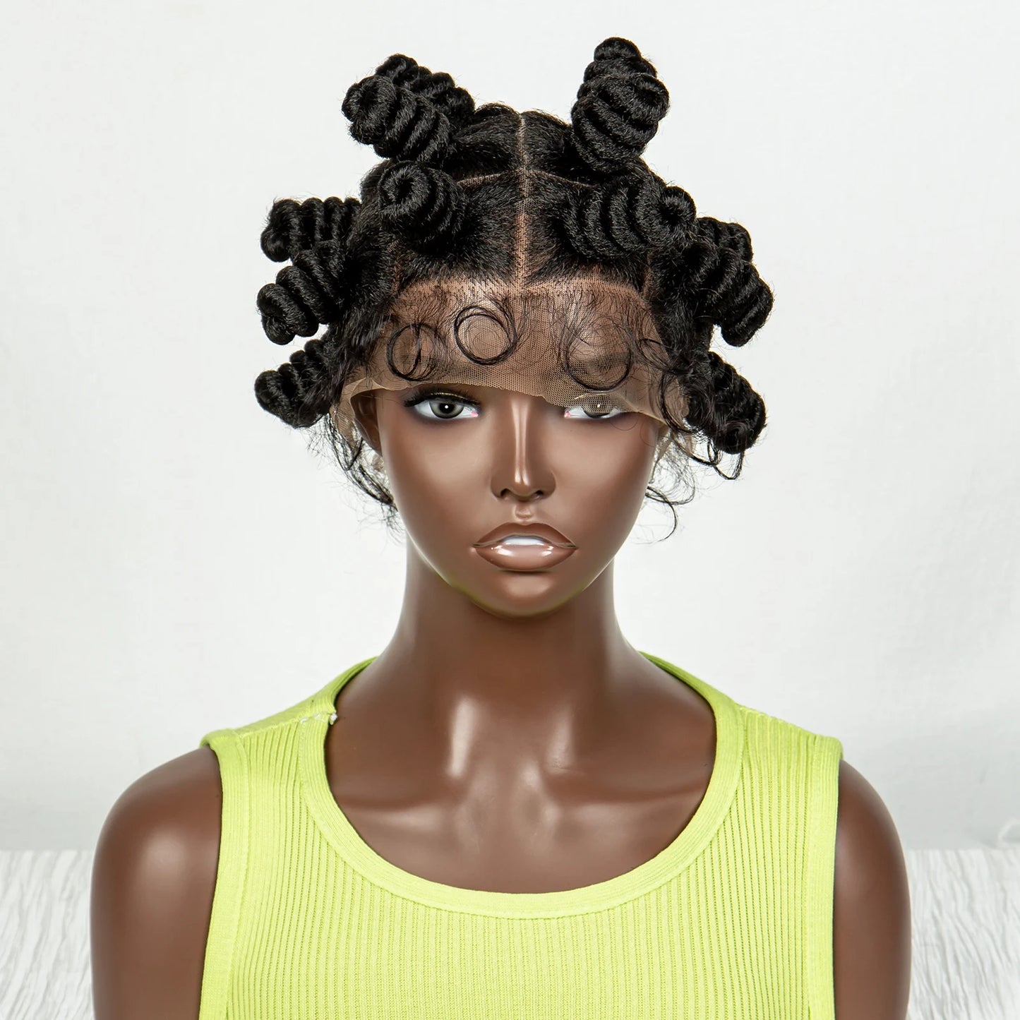 350 Coloured Knotless Box Braided Wig Full Lace Synthetic Cornrow Braided Wig with Baby Hair
