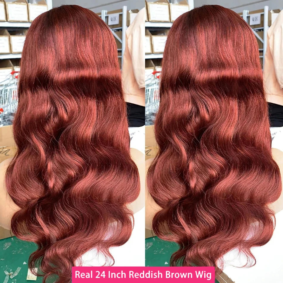 Reddish Brown Body Wave HD 13x4 13x6 Lace Frontal Brazilian Remy Human Hair Wigs