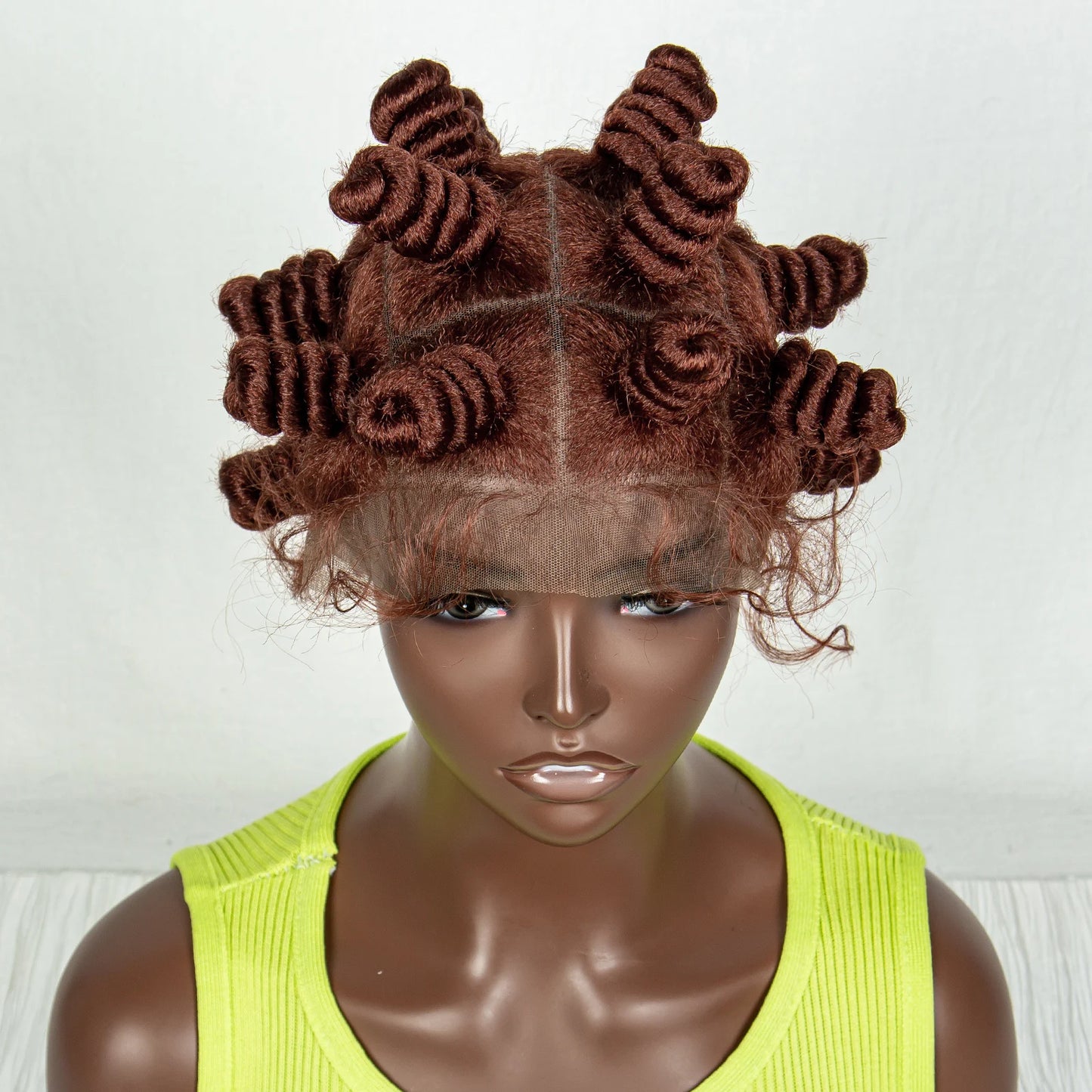 350 Coloured Knotless Box Braided Wig Full Lace Synthetic Cornrow Braided Wig with Baby Hair