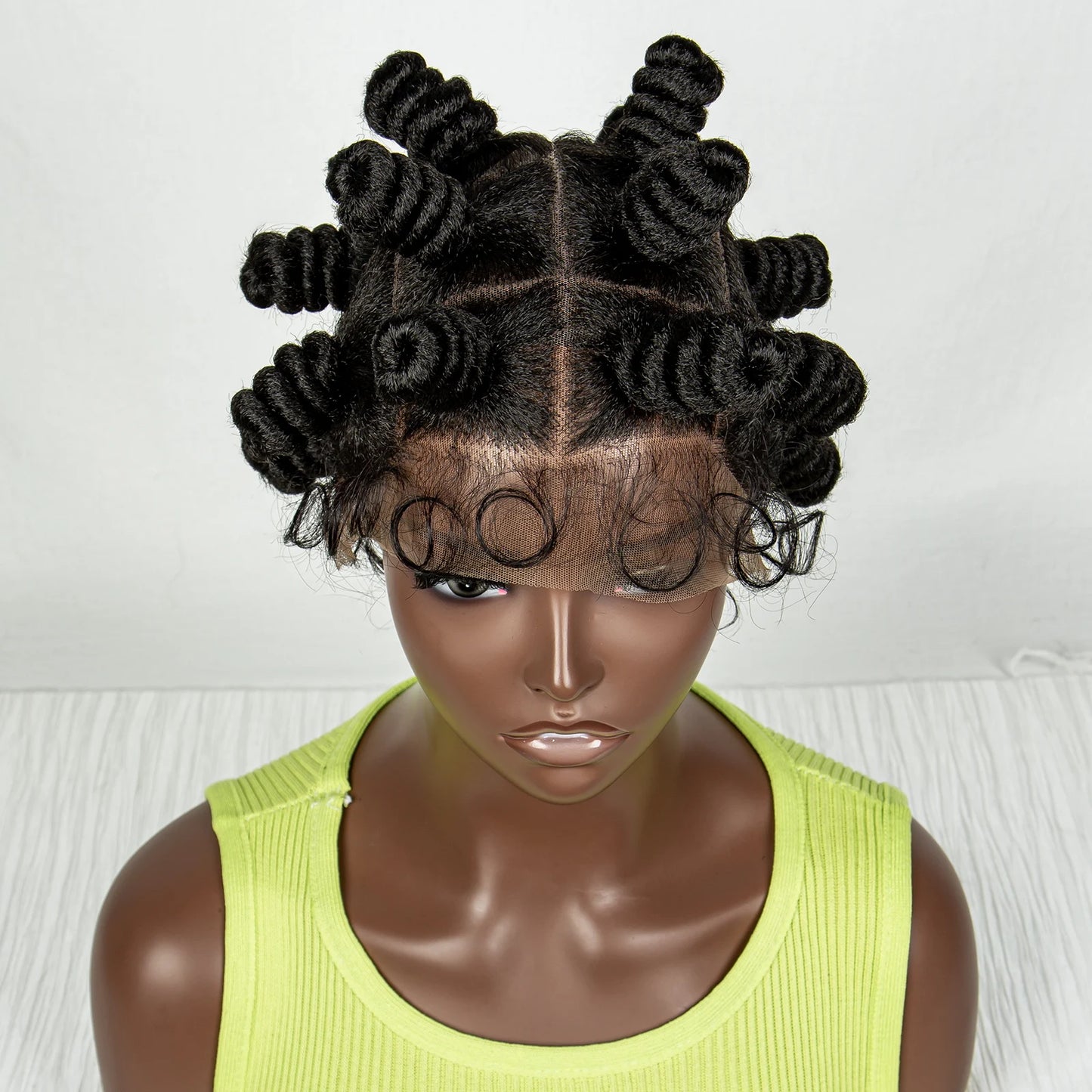 350 Coloured Knotless Box Braided Wig Full Lace Synthetic Cornrow Braided Wig with Baby Hair