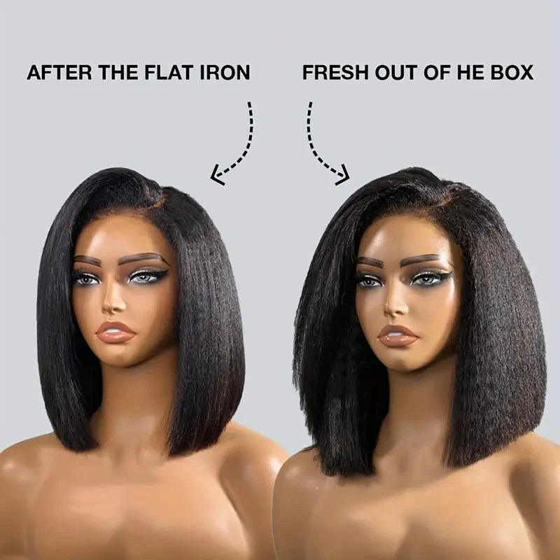 Short Kinky Straight Lace Front Wigs