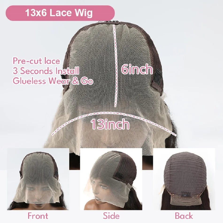 30 38 Inch 200% Density HD Lace Brazilian 13x4 13x6 Bone Straight Human Hair