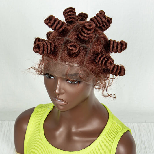 350 Coloured Knotless Box Braided Wig Full Lace Synthetic Cornrow Braided Wig with Baby Hair