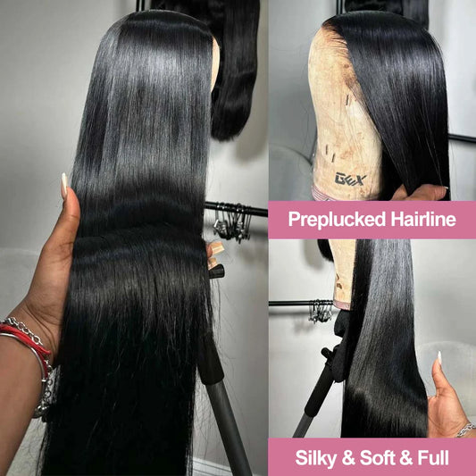 30 38 Inch 200% Density HD Lace Brazilian 13x4 13x6 Bone Straight Human Hair