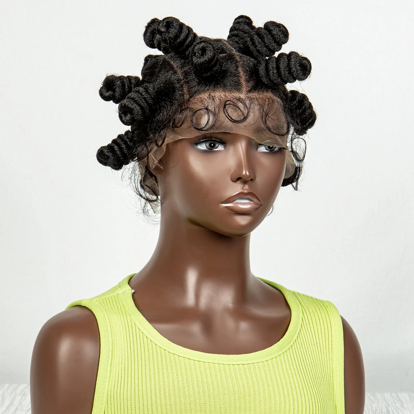 350 Coloured Knotless Box Braided Wig Full Lace Synthetic Cornrow Braided Wig with Baby Hair