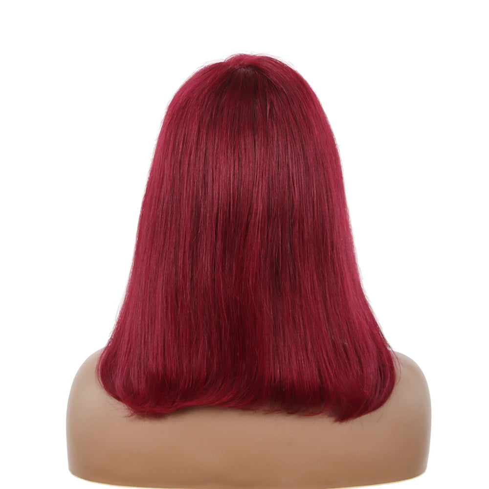 Burgundy Short Bob Wig 4x4 Closure Lace Front Human Hair