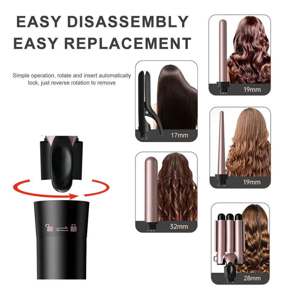 Multi-functional Curling Iron Set 5-in-1 Interchangeable Barrel Curler Hair Waver Styling Tools