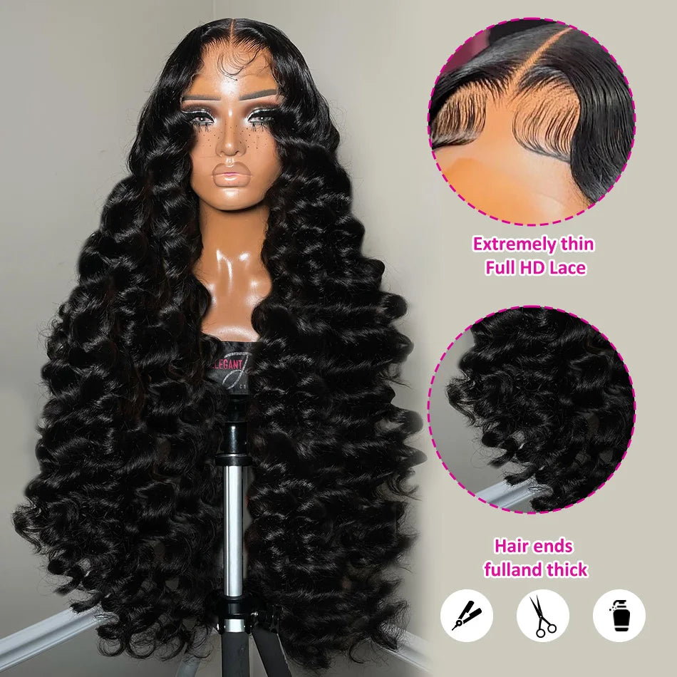 200 Density Loose Wave 13x6 Lace Front Human Hair Wig 30 40Inch 13x4 HD Lace Frontal