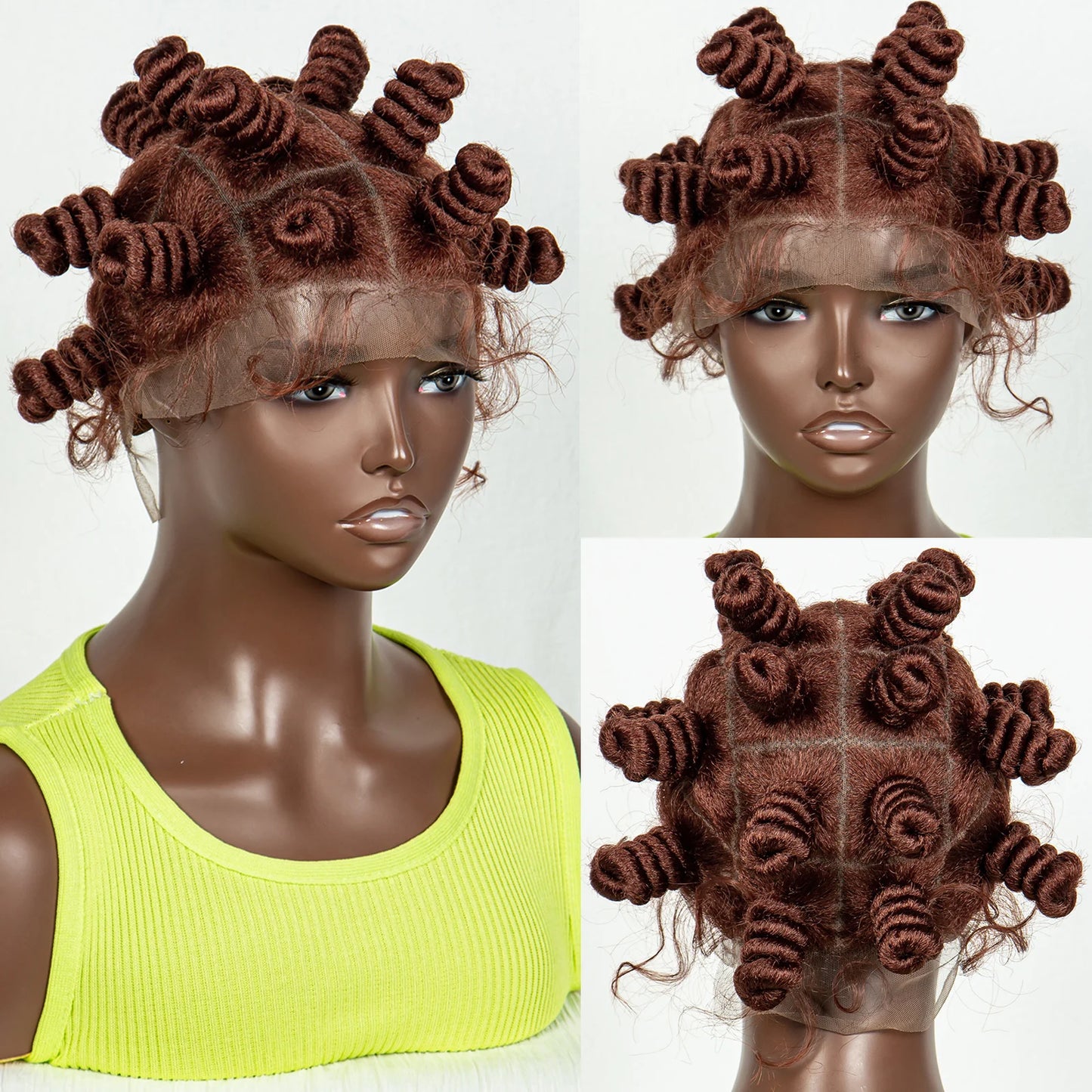 350 Coloured Knotless Box Braided Wig Full Lace Synthetic Cornrow Braided Wig with Baby Hair