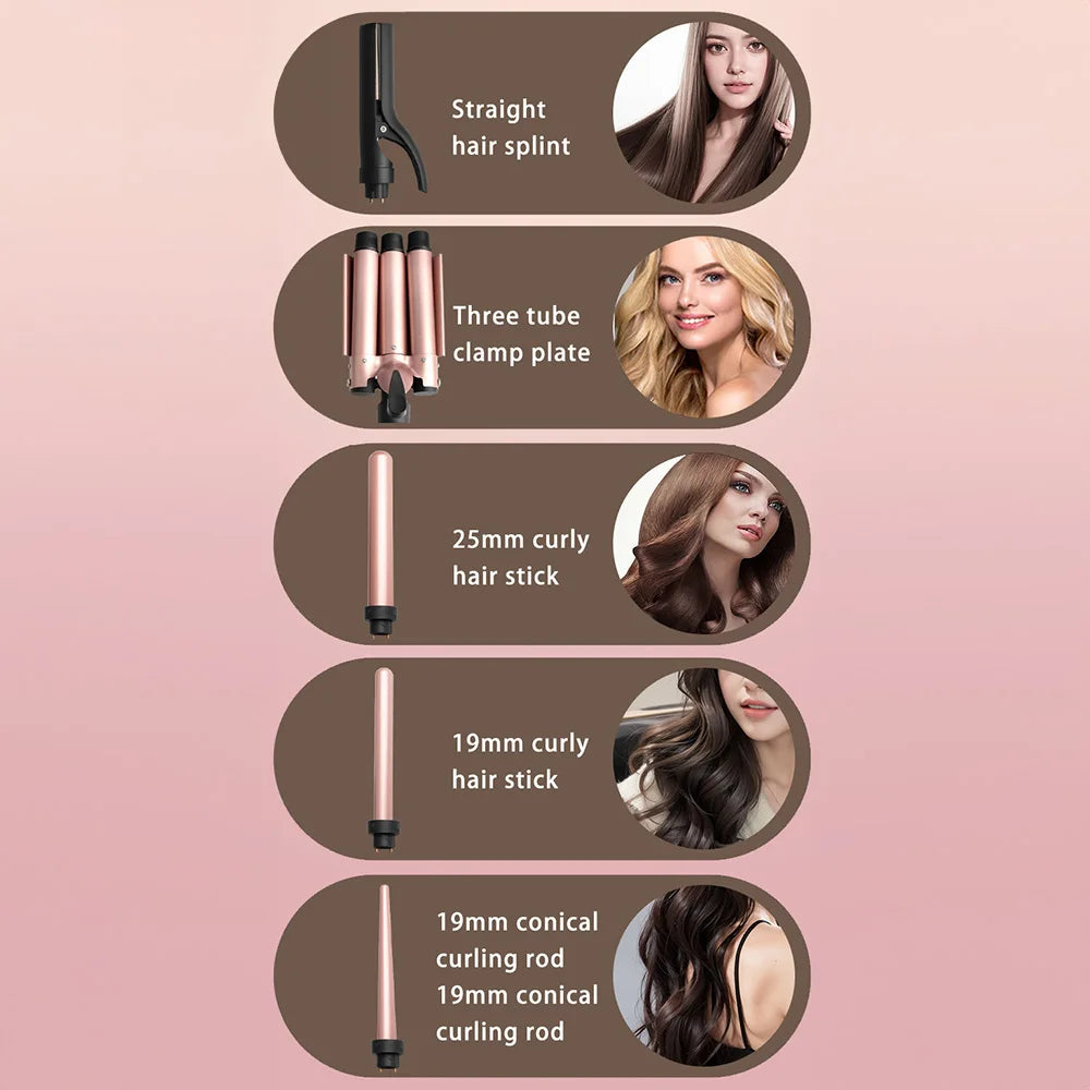 Multi-functional Curling Iron Set 5-in-1 Interchangeable Barrel Curler Hair Waver Styling Tools