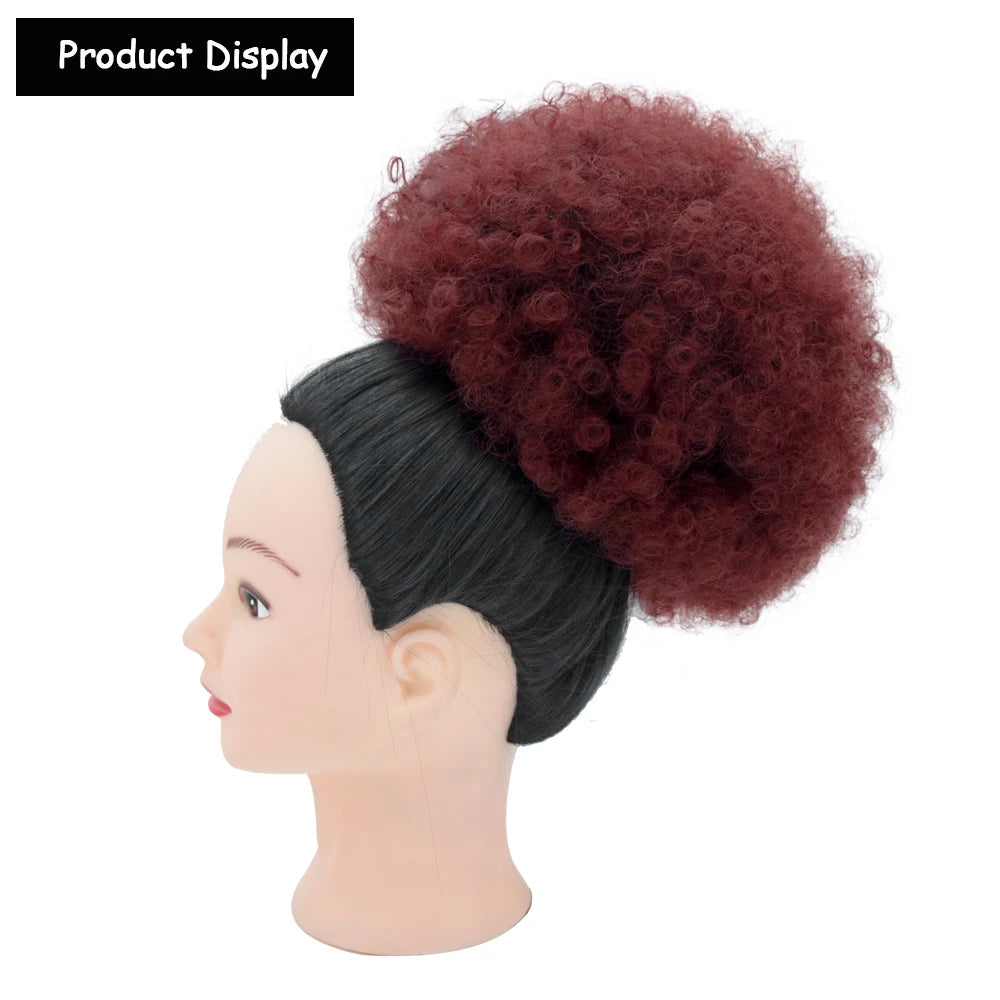 Afro Puff Drawstring Ponytail Extension Synthetic Afro Kinky Curly Puff Bun Hairpiece