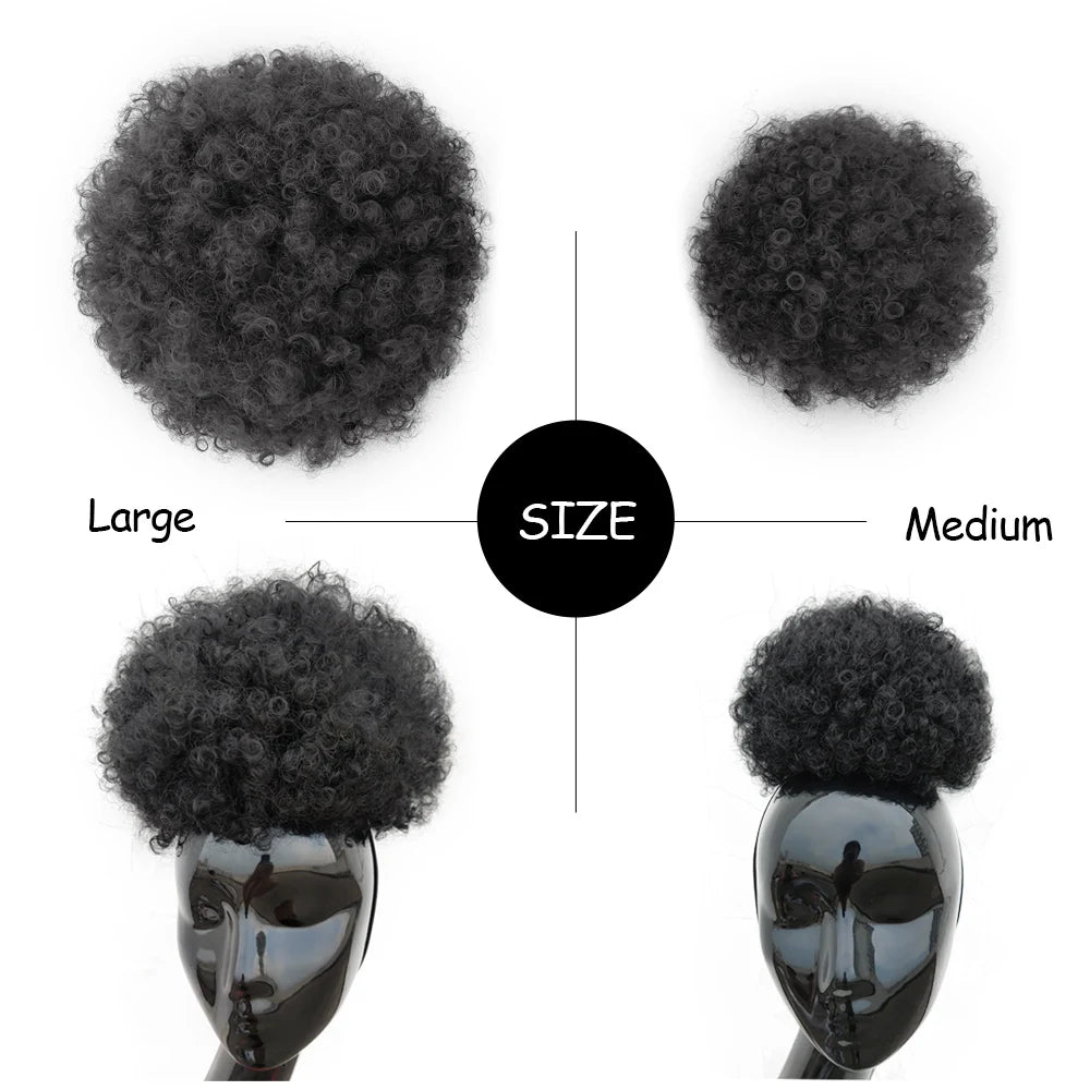 Afro Puff Drawstring Ponytail Extension Synthetic Afro Kinky Curly Puff Bun Hairpiece