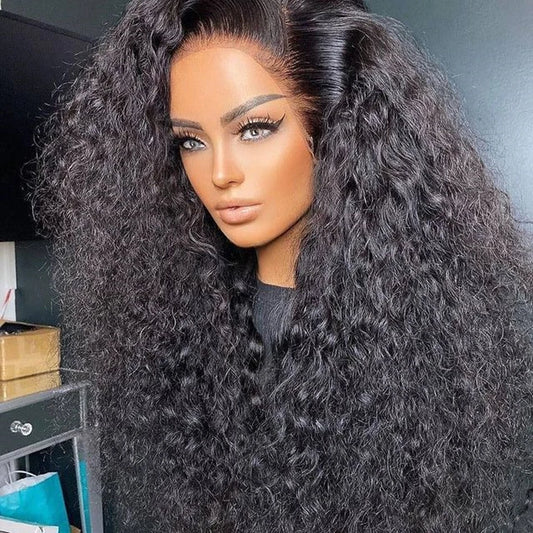 Deep Wave Frontal Wig Human Hair 13x4 Curly Lace Front Wig Full Transparent HD Lace Water Wigs 180 Density Brazilian - Supreme Lush Hair