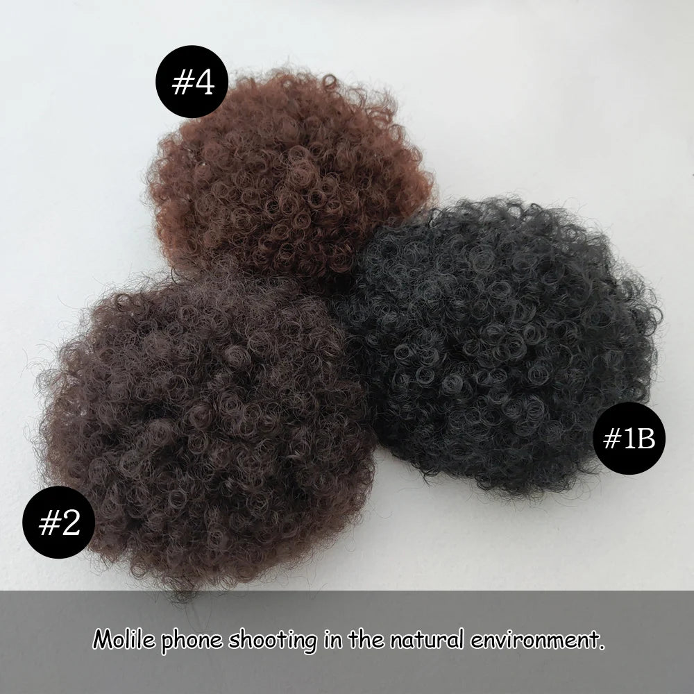 Afro Puff Drawstring Ponytail Extension Synthetic Afro Kinky Curly Puff Bun Hairpiece