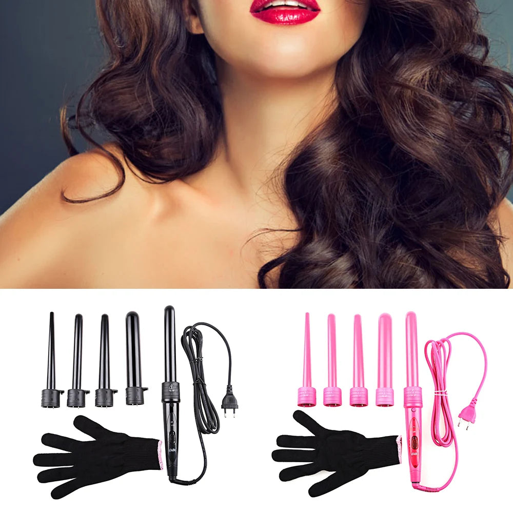 5 in 1 Hair Curling Iron Multifunctional barrel Rotating Professional Hair Curler