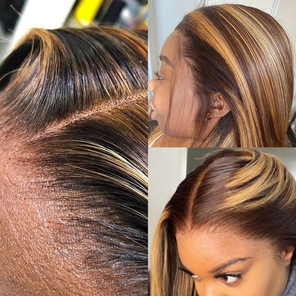 Straight Highlight Honey Blonde Brazilian Long Human Pre Plucked Hair - Supreme Lush Hair