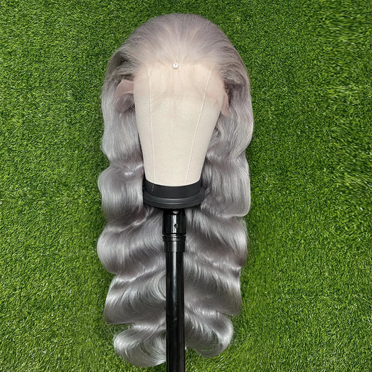 Glueless Lace Frontal Body Wave Silver Grey 613 HD Lace Front Human Hair