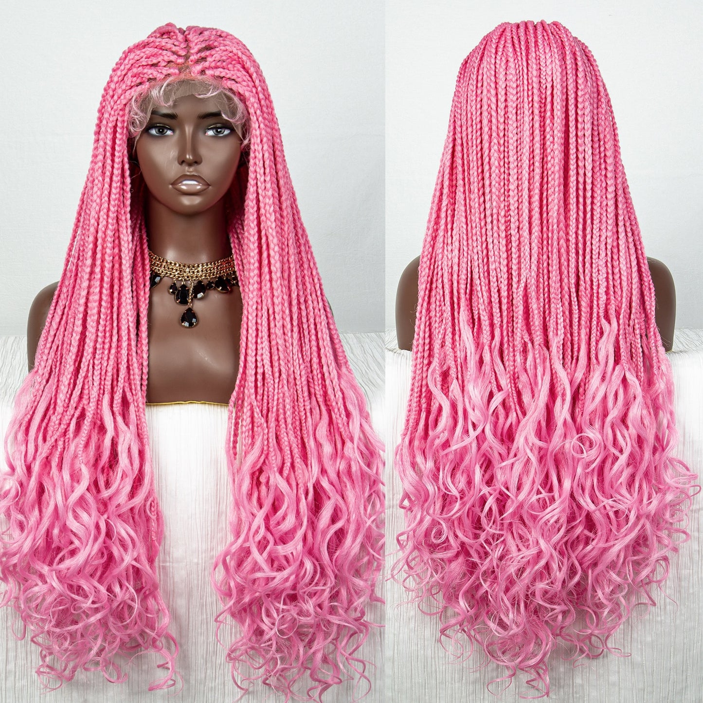 36 Inches Long Braided Wigs Synthetic Lace Front - Supreme Lush Hair