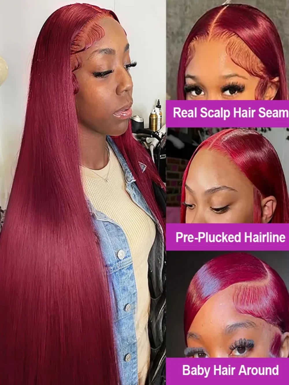 Burgundy 13x6 Lace Frontal Wigs