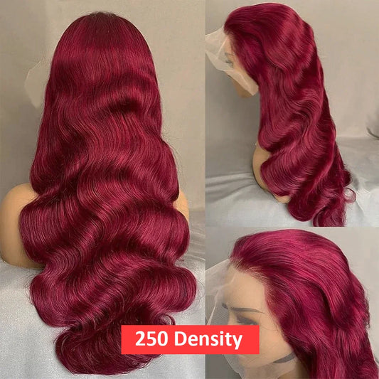 99J Burgundy Body Wave Wig 13x4 Lace Front Wig 13x6 Hd Lace Frontal Wig Human Hair Pre Plucked  For Woman