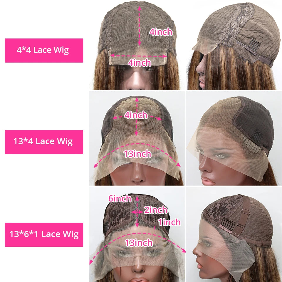 Brown Lace Front Human Hair Wigs 13x4 Lace Frontal Wig Curly Glueless Preplucked Deep Wave Frontal Wig T-Part 4x4 Closure Wig