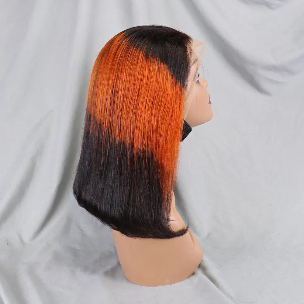 Bone Straight Lace Frontal Pre Plucked Brazilian Short Bob Remy Wig