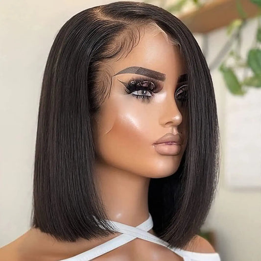 Short Straight Bob Lace Front Brazilian Raw Vietnamese Hair 13x4 HD