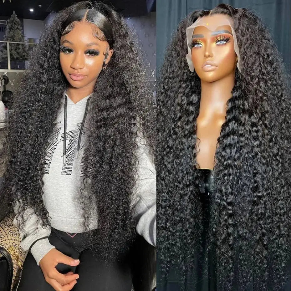 100% Brazilian Human Hair Deep Wave Lace Front Wig 13x6 13x4 HD Lace Frontal Wig Curly Water Wave Wig For Women Pre Plucked