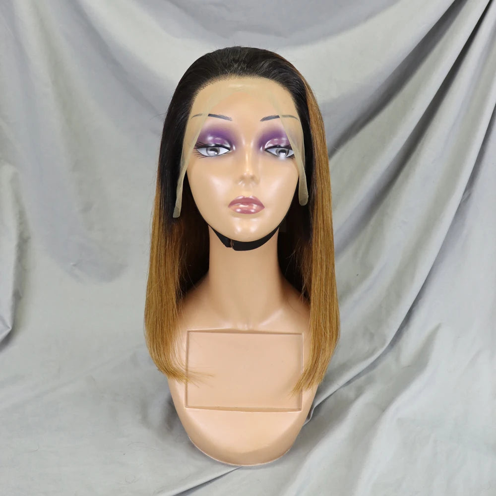 Bone Straight Lace Frontal Pre Plucked Brazilian Short Bob Remy Wig