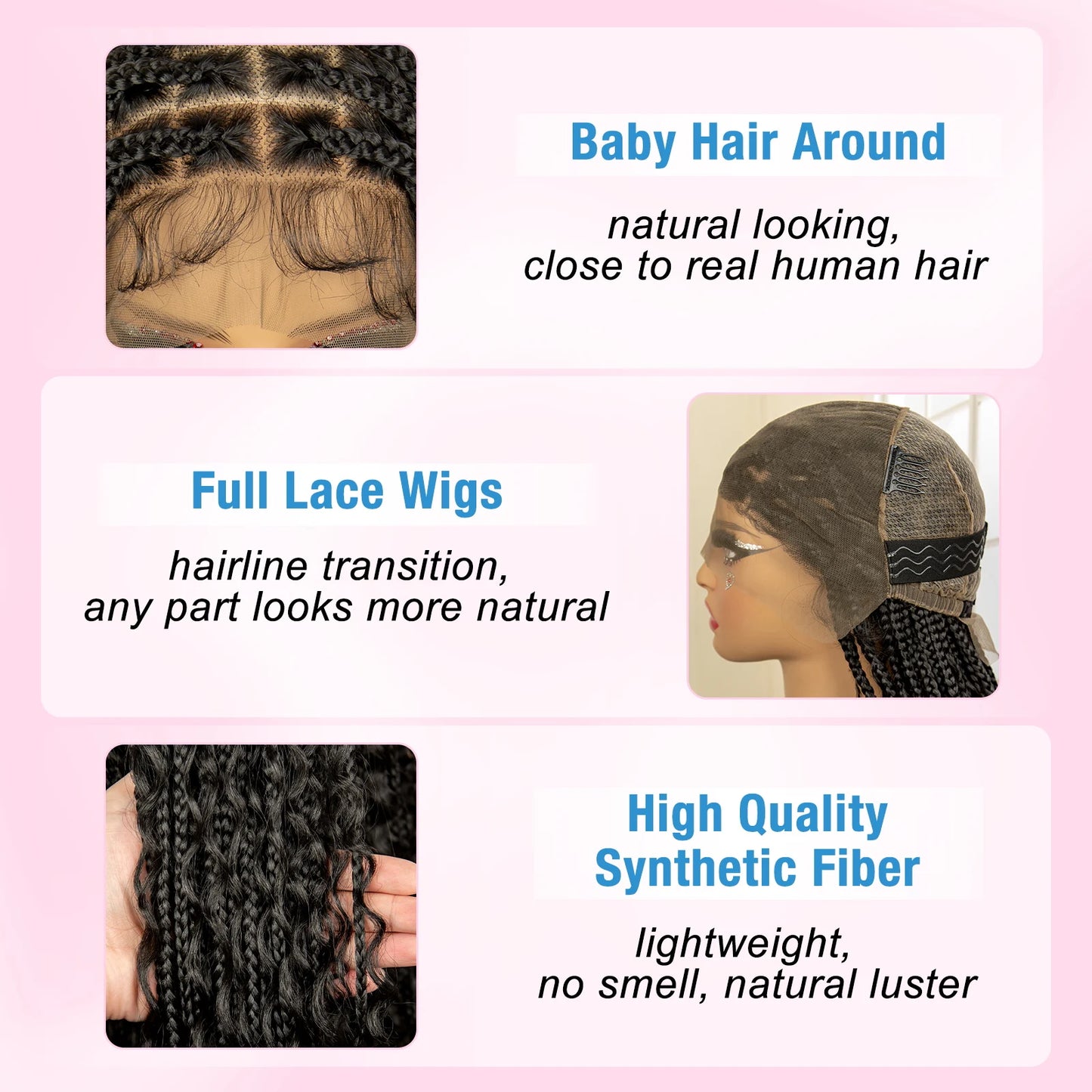 36 Inches Full Lace Knotless Box Braided Wig