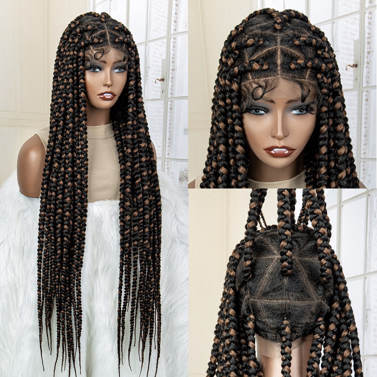Synthetic Big Knotless Full Lace Braided Wigs - Supreme Lush Hair