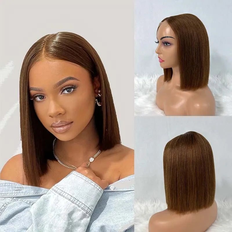 Bone Straight Vietname 2x6 Lace Front Bob Wig with 100% Human Hair