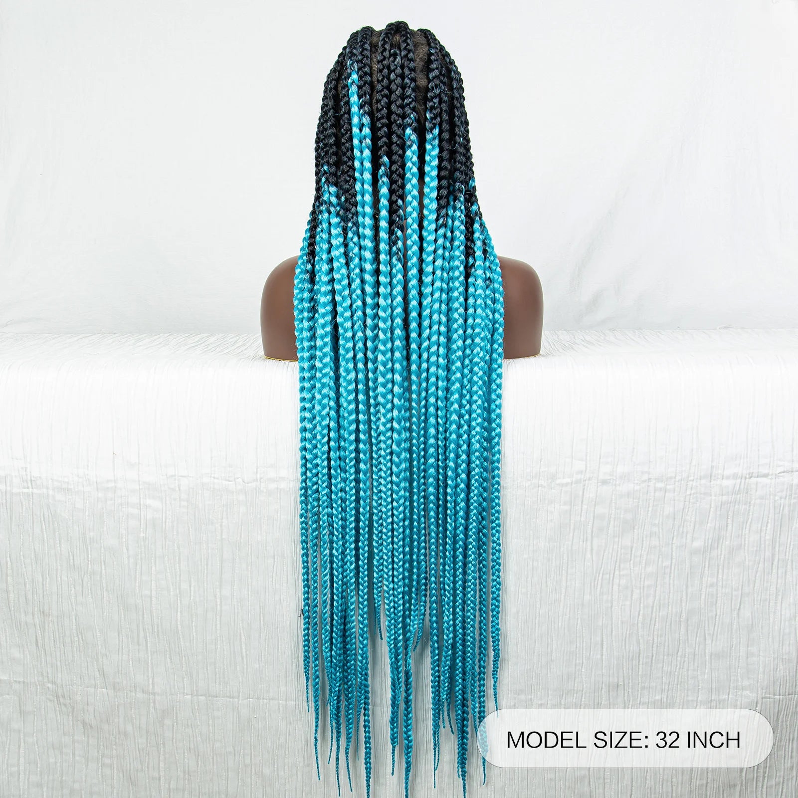 Big Knotless Synthetic Full Lace Braided Wigs 32 Inches Cornrow Box Braids - Supreme Lush Hair