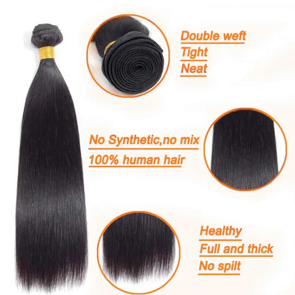 Straight 100% Human Hair Bundles Hair 30 Inch Bundles Hair Extensions 3 4 Bundles Natural Color Fot Brazilian Women