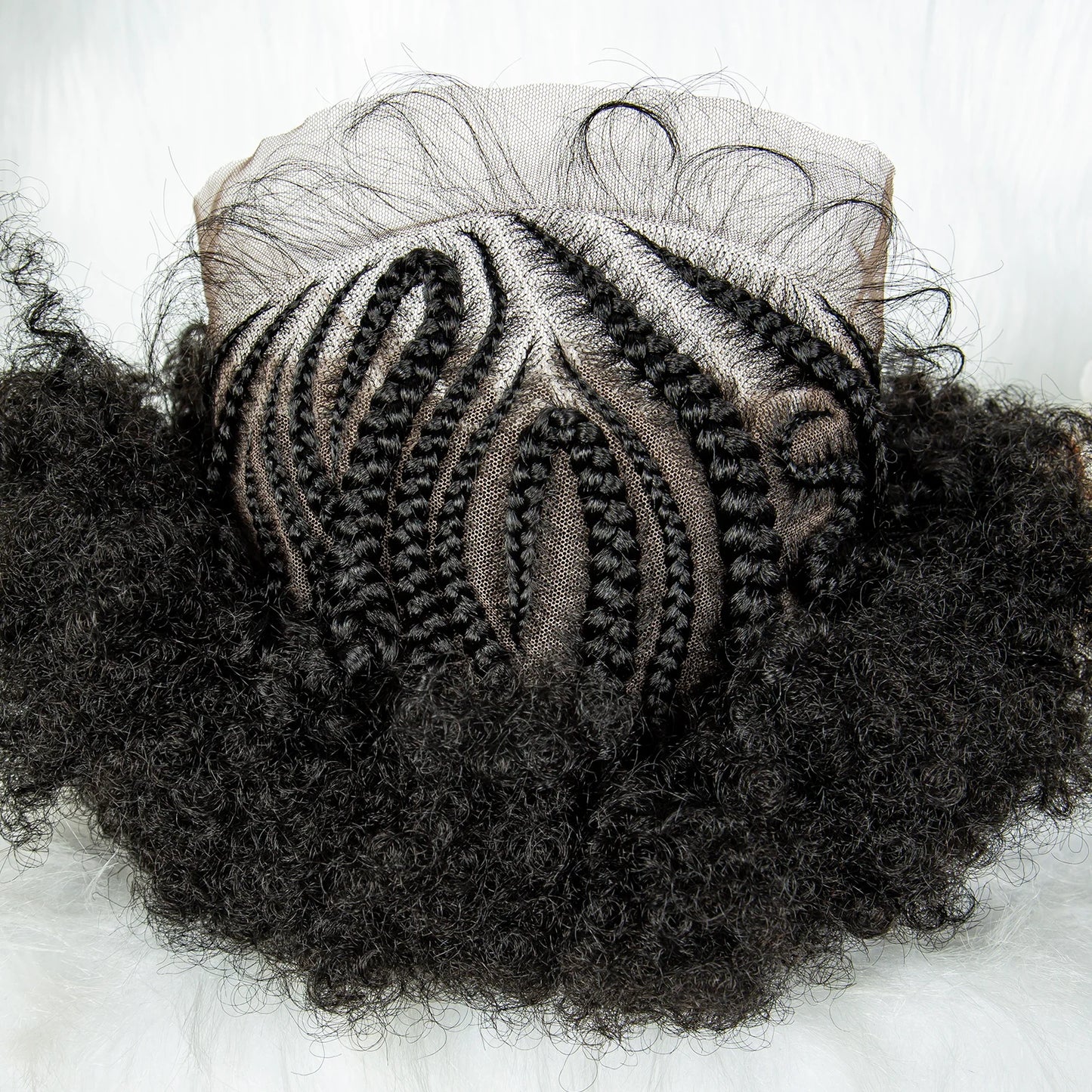 13x6 Lace Front  Cornrow With Baby Hair  Kinky Curly Hair Wigs