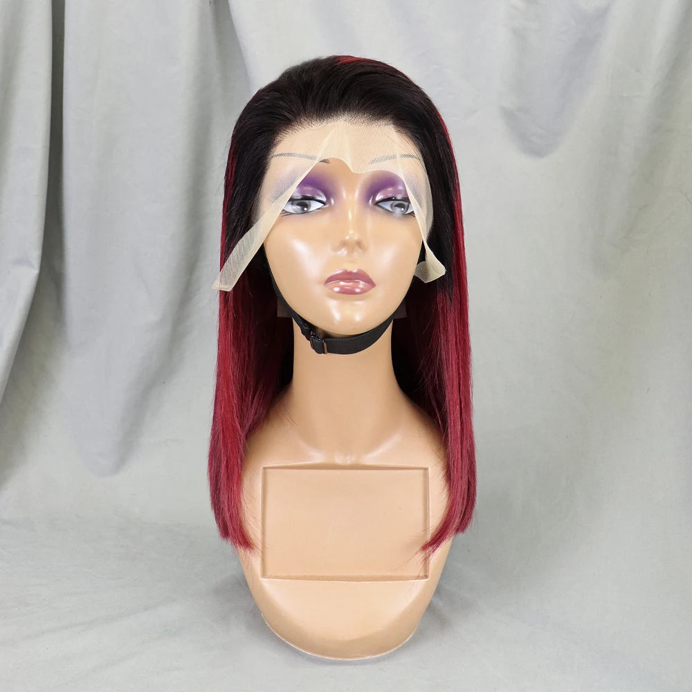 Bone Straight Lace Frontal Pre Plucked Brazilian Short Bob Remy Wig