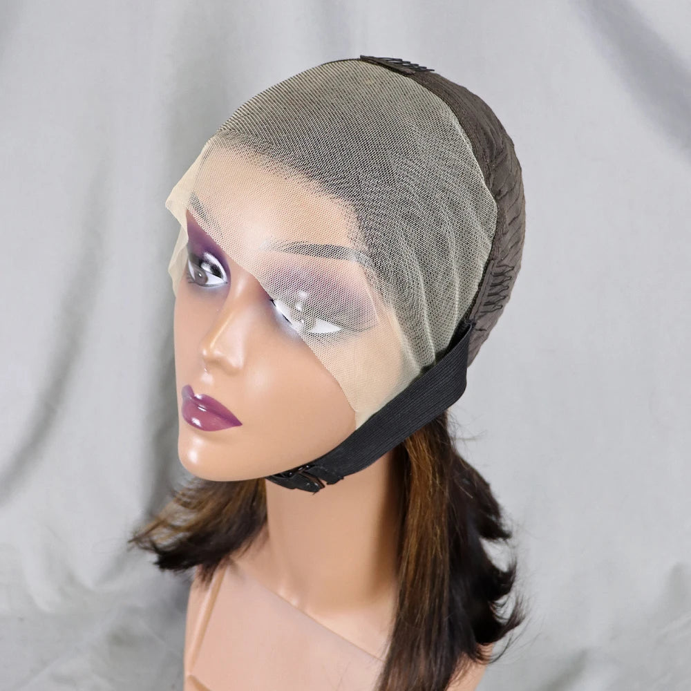 Bone Straight Lace Frontal Pre Plucked Brazilian Short Bob Remy Wig