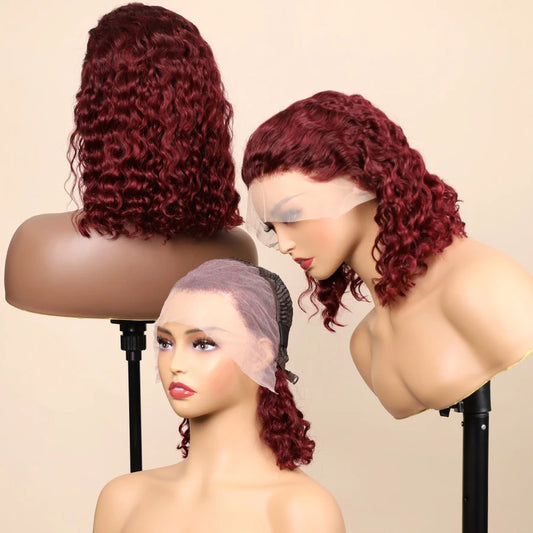Pre Plucked Short Bob Transparent Water Wave Brazilian Remy Human Hair