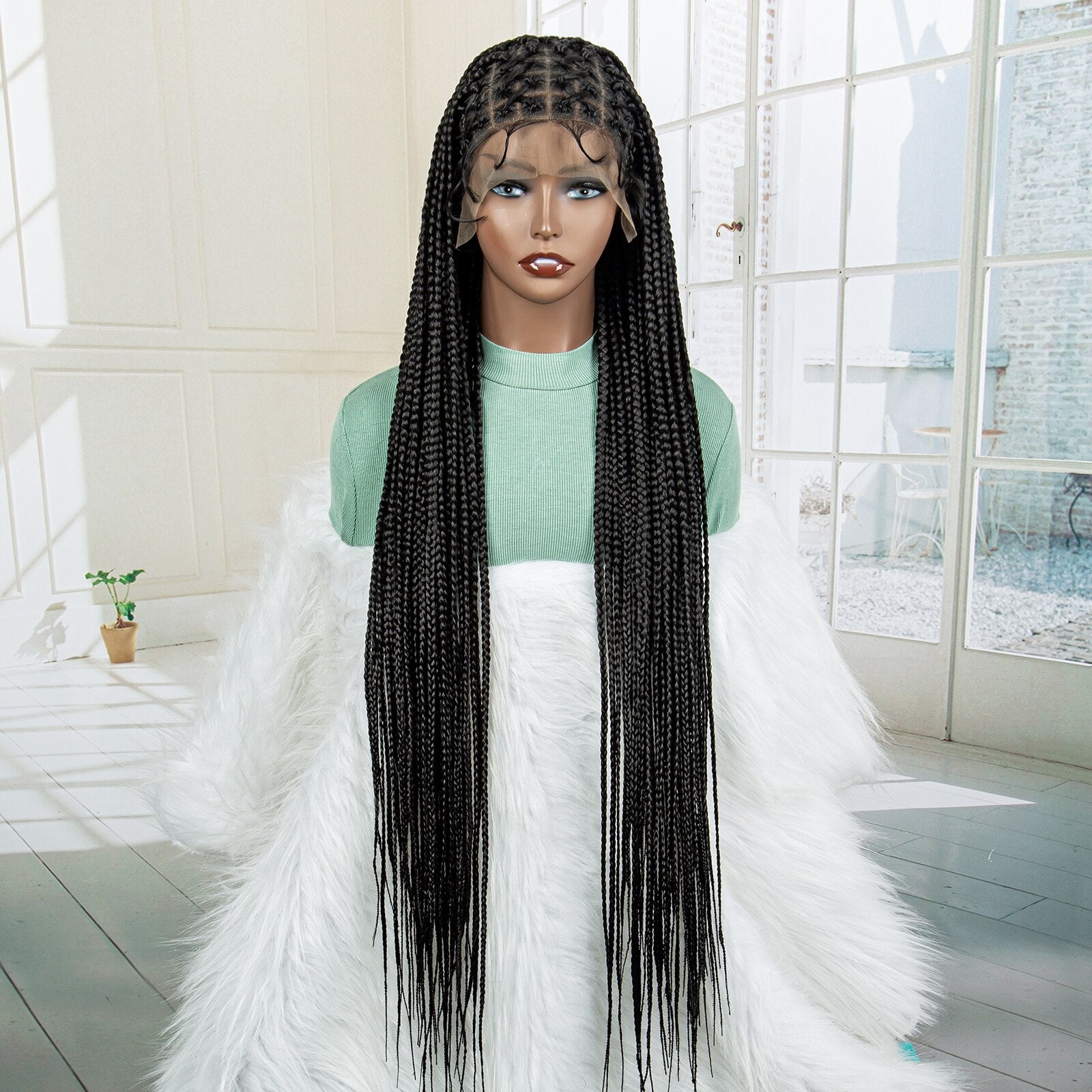 Knotless Cornrow Lace Box Braided Full Lace Synthetic Wigs - Supreme Lush Hair