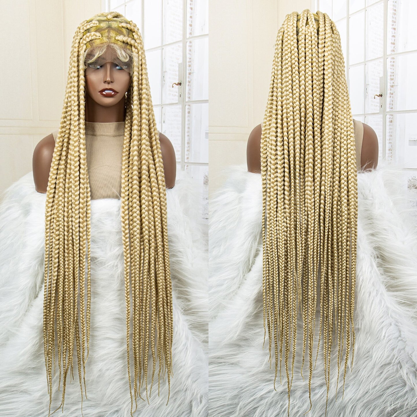 Synthetic Big Knotless Full Lace Braided Wigs - Supreme Lush Hair