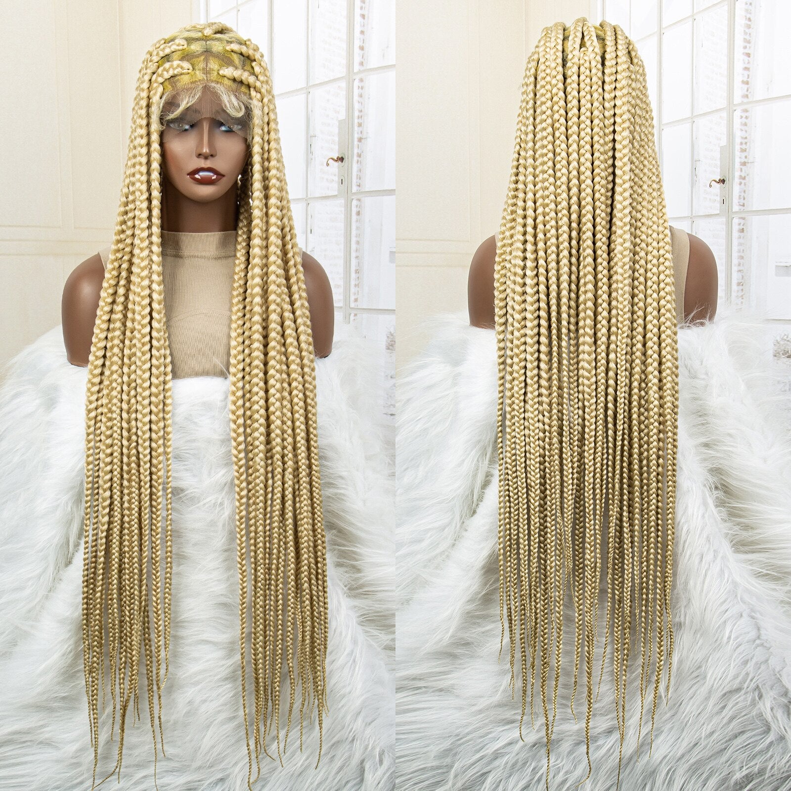 Synthetic Big Knotless Full Lace Braided Wigs - Supreme Lush Hair