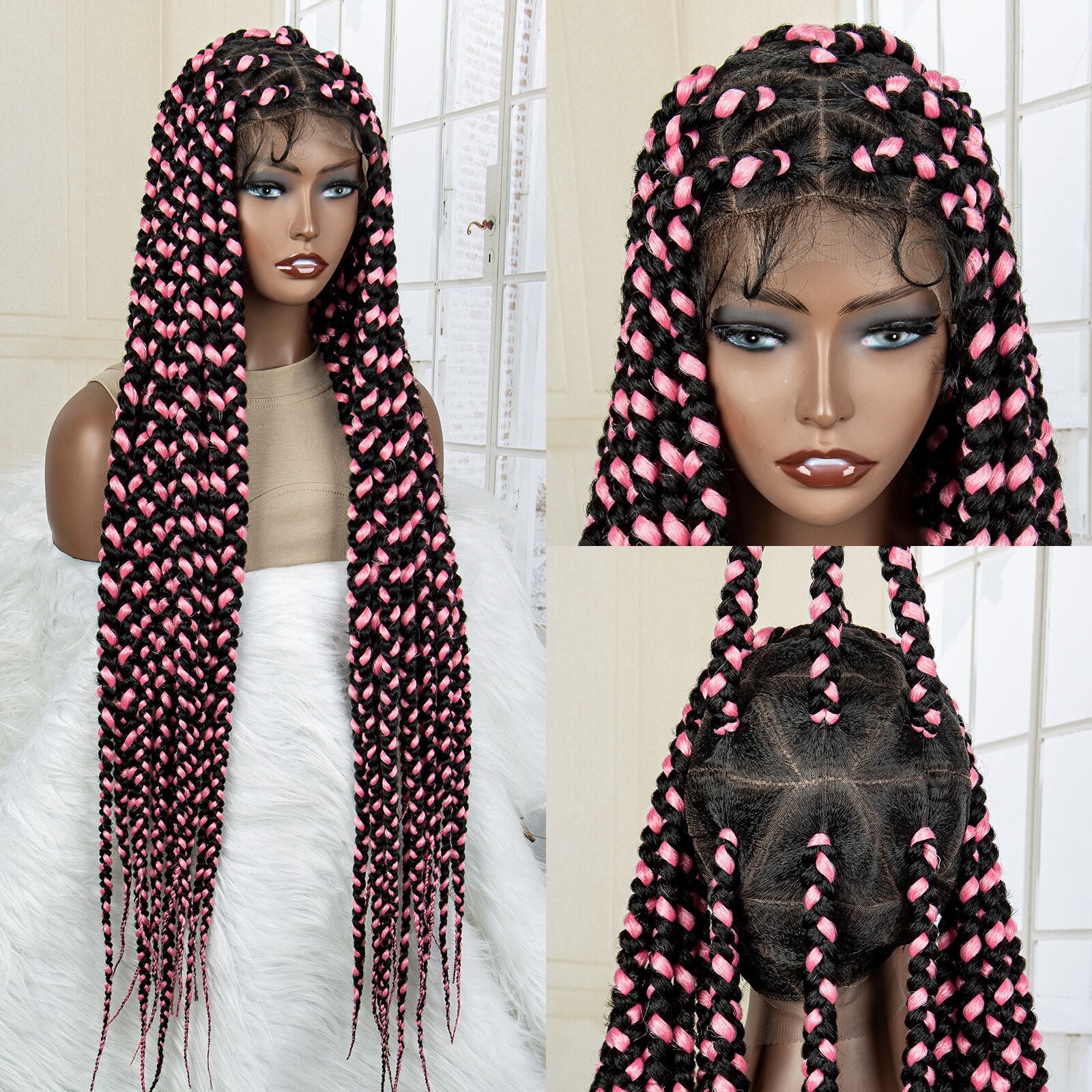 Synthetic Big Knotless Full Lace Braided Wigs - Supreme Lush Hair