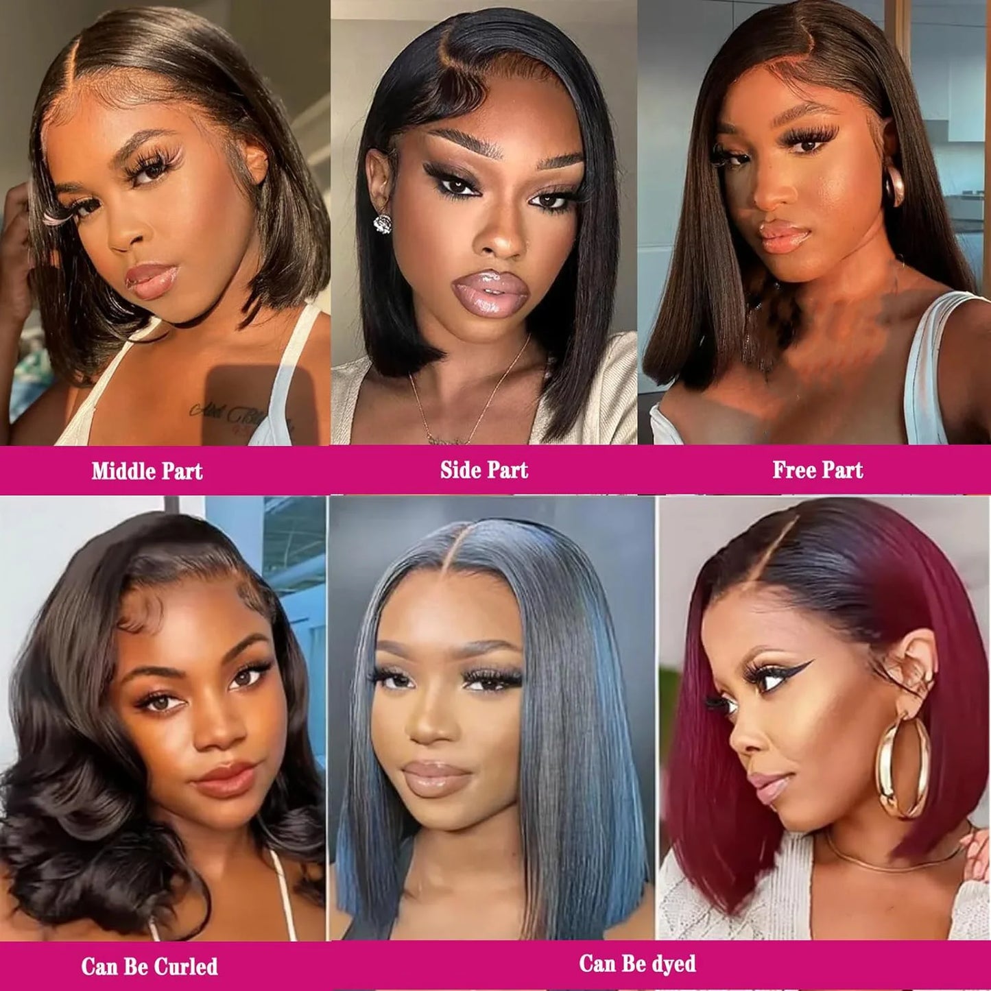 Straight Short Bob 13x4 Full Frontal HD Transparent Lace Brazilian Human Hair