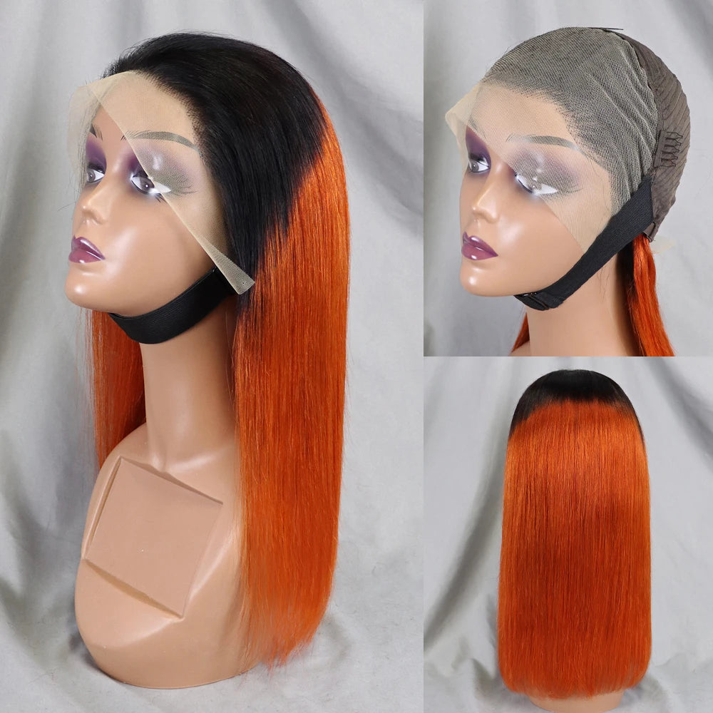 Bone Straight Lace Frontal Pre Plucked Brazilian Short Bob Remy Wig