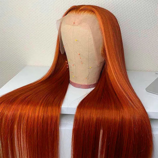 Ginger Orange 13x6 Lace Front Wigs Human Hair Bone Straight - Supreme Lush Hair