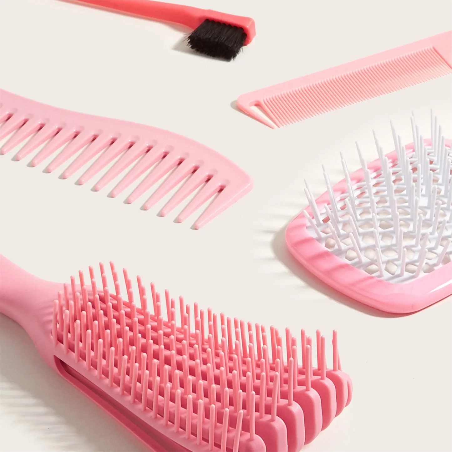 5 pcs/Set Detangling Brush Set Scalp Massage Hair Comb Dual Edge Brush Styling Comb