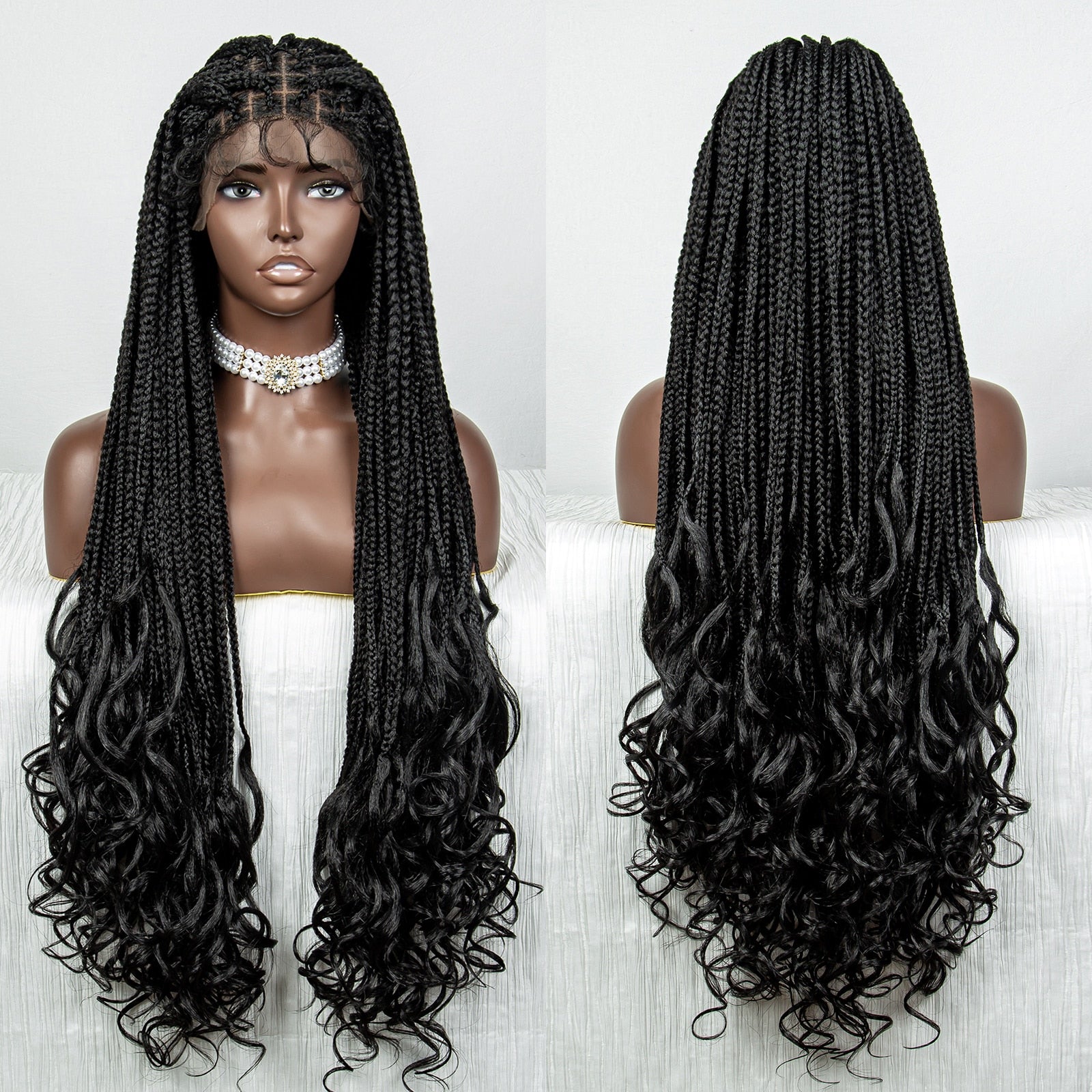 36 Inches Lace Front Long Braided Wig - Supreme Lush Hair