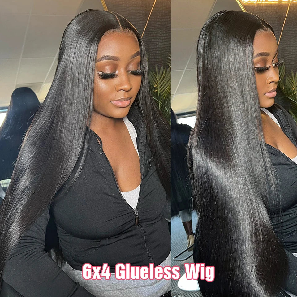 Straight Glueless Wig Lace Front Human Hair Ready To Wear And Go Preplucked For Women 36Inch Brazilian 13x6 Hd Lace Frontal Wigs