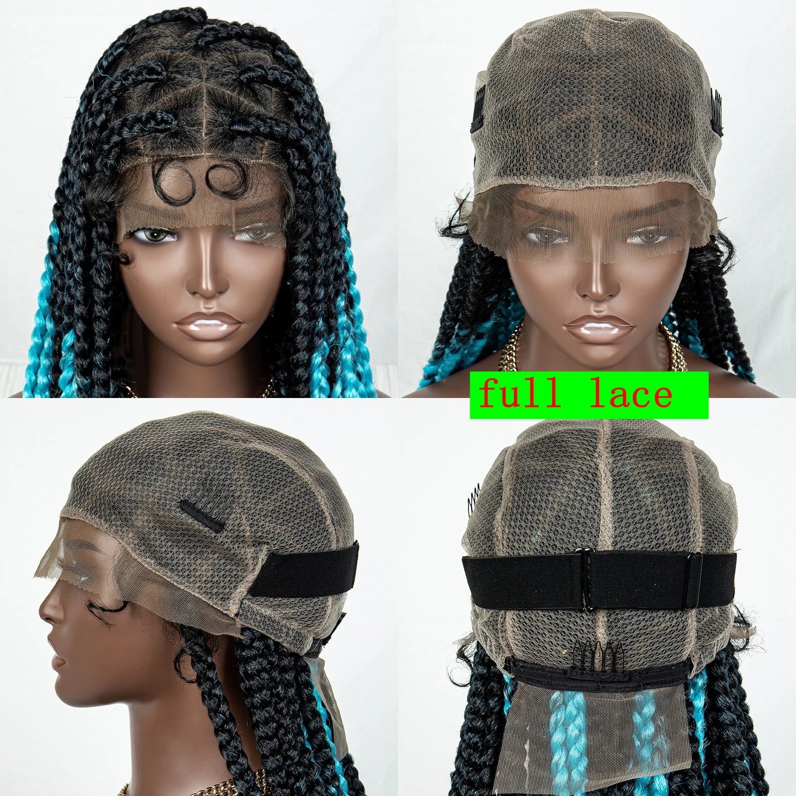 Big Knotless Synthetic Full Lace Braided Wigs 32 Inches Cornrow Box Braids - Supreme Lush Hair