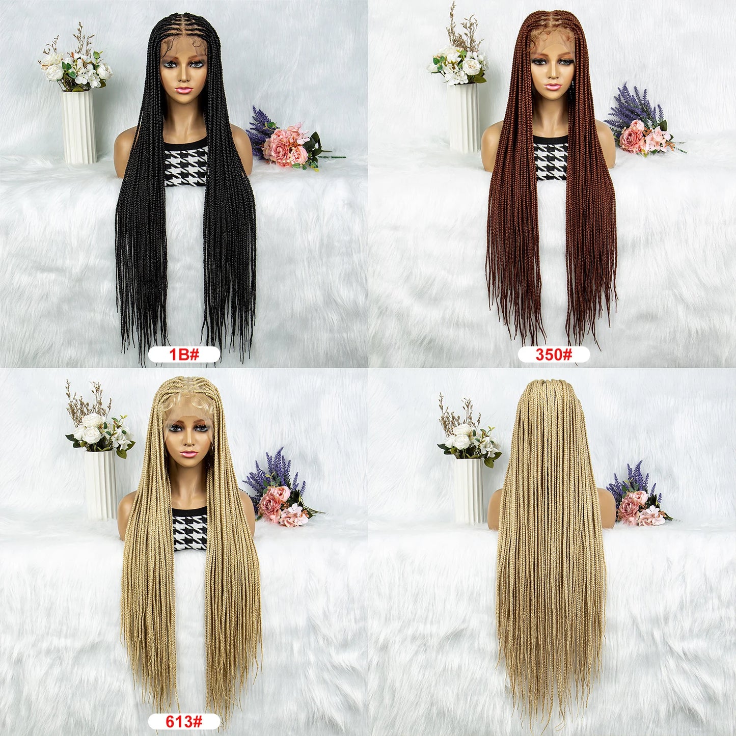 Synthetic Transparent HD Full Lace Braided Wigs Knotless Box Cornrow 